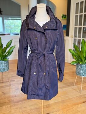 Ellen Tracy Classic 2010s Eggplant Purple Trench Coat (VGUC)